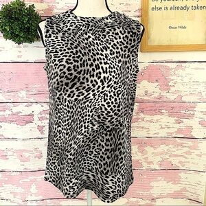 JONES NEW YORK Women’s Black Sleeveless Animal Print Top size Small